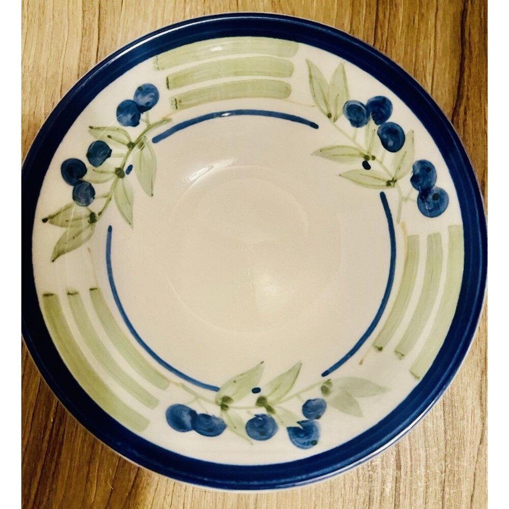 Set Of 4 Bowls Blue Berry Hand painted